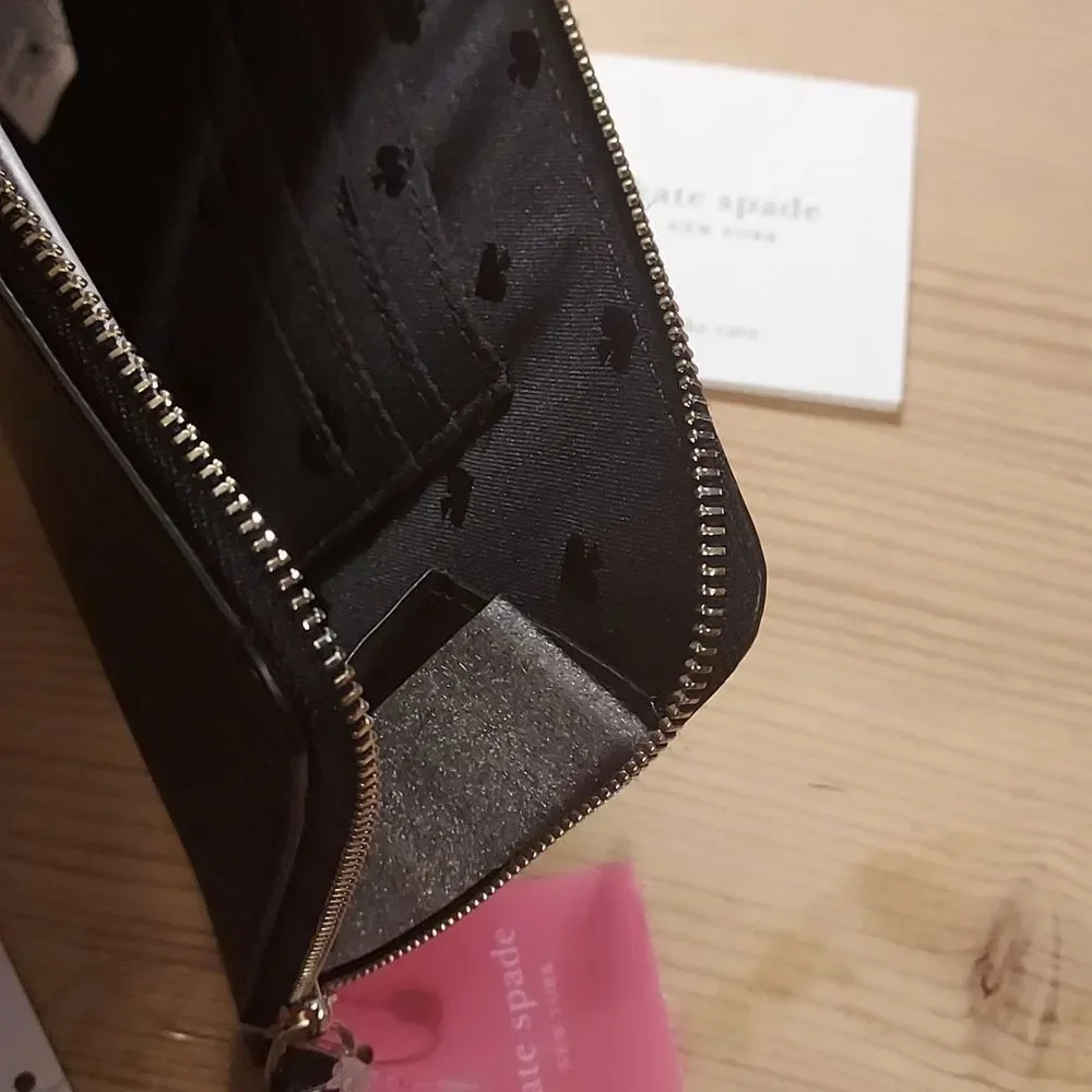 Kate Spade Black Wallet Medium Zip Wristlet Phone Wallet Cameron